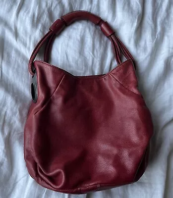 OROTON Maroon Red Leather Shoulder Bucket Bag Handbag Vintage GC • $99.99