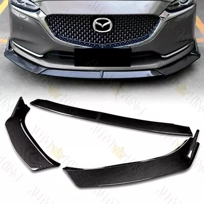 Carbon Look Front Bumper Body Kit Spoiler Lip Fit 2019-2021 Mazda 6 Atenza • $52.24