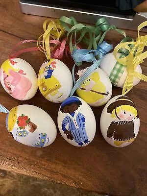 7 Vintage EASTER Themed Hand Painted Decor Blown Out Real Egg Children Spring • $15