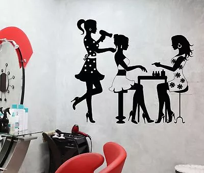 Vinyl Wall Decal Beauty Salon Hairdresser Manicure Nail Fashion Stickers (688ig) • $49.99