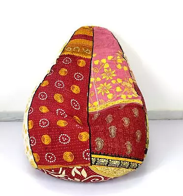 Vintage Kantha Quilt Cotton Bohemian Bean Bag Chair Pouf Floor Pillow Ottoman D • $49.99