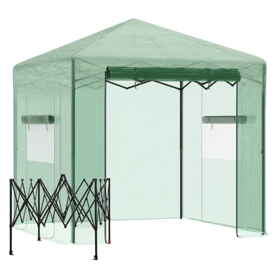 £89.99 • Buy Outsunny Portable Pop-up Walk In Greenhouse W/ Door Windows 2.4 X 1.8 X 2.4m