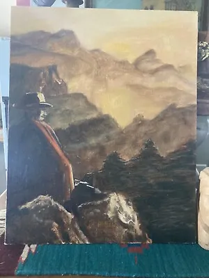 Oil Painting Mexican Vistas Man In Mountain Scene Signed Dated 2014 • $69