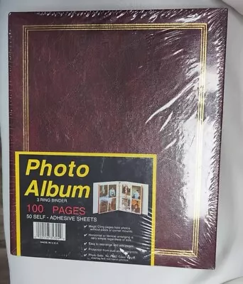 NEW Vintage 3 Ring Binder Photo Album 100 Pages 50 Adhesive Sheets SEALED USA  • $12.99