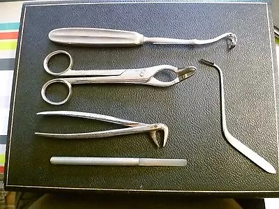 £21 • Buy A Vintage & Antique, Five Piece Collection Of French Dental Surgery Implements