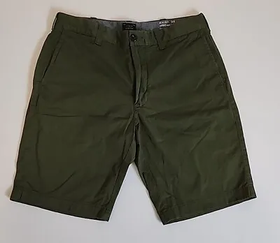 J.Crew Flat Front Chinoi Shorts Green  Mens Size 32 Inseam 10.5   • $10