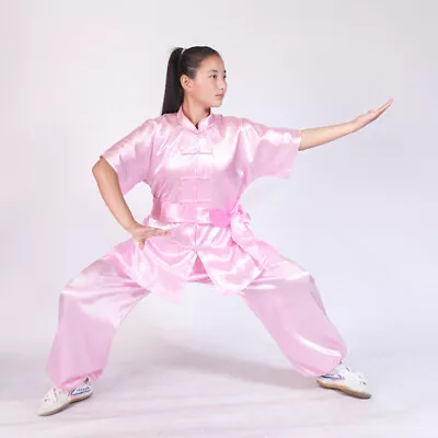 Silk Chinese Kung Fu Tai Chi Uniform Martial Arts Changquan Suit Outfit 7 Colors • $37.99