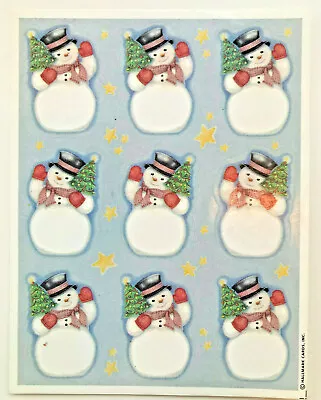 Vintage Hallmark Stickers  Christmas Snowman Waving With Tree Adorable • $4.95