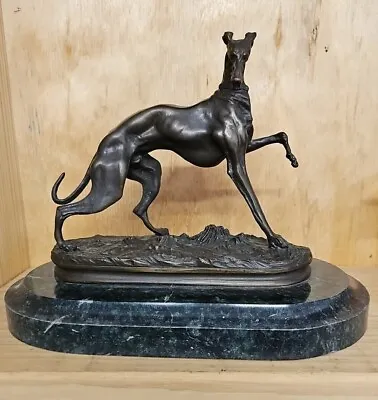 Early Bronze WHIPPET Statue By  Pierre Jules Mene  12 WIDE  9 1/2 Tall • $129.95