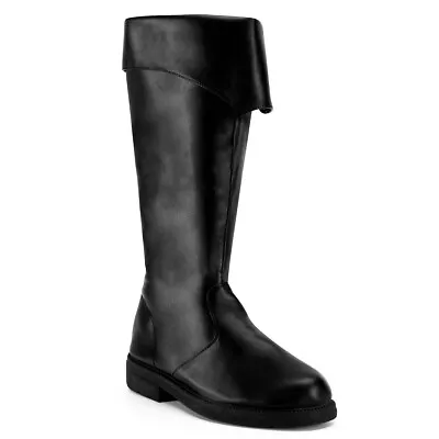 Mens Black Aristocrat Nobleman Medieval Knight  Pirate Bucket Boots All Sizes • $76.95