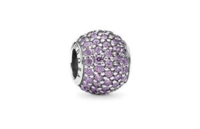 $66.75 • Buy NEW Authentic Genuine PANDORA Silver Purple Pave Ball Charm - 791051CFP RETIRED