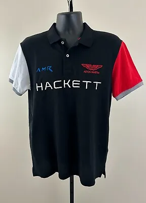 HACKETT LONDON Mens XL Slim Fit Aston Martin Racing Short Sleeve Polo Shirt EXC • $25.19