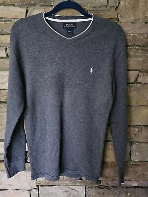 Polo Ralph Lauren Thermal Shirt Charcoal Grey Men’s Small V Neck Long Sleeve • $18.99