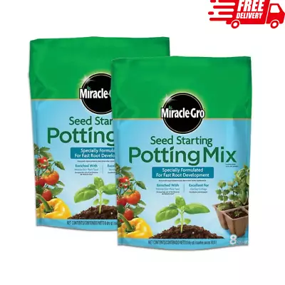 2-Pack Miracle-Gro Seed Starting Potting Soil Mix-16 Qt For Optimal Plant Growth • $20.45