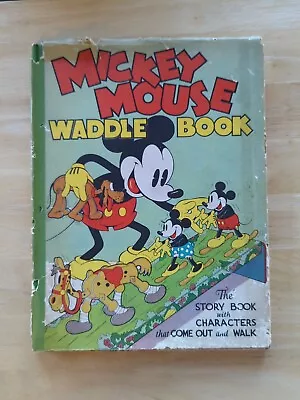 RARE! 1934 MICKEY MOUSE WADDLE BOOK W/DUST COVER Walkout Characters NOT Included • $219