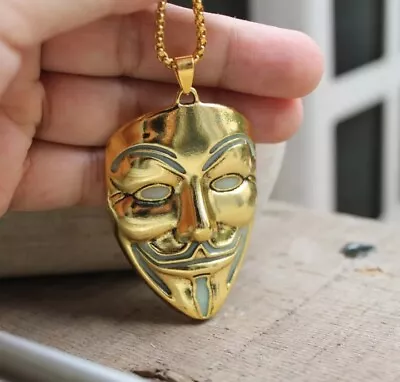 $7.31 • Buy Stainless Steel Mens Anonymous Hacker V For Vendetta Guy Fawkes Pendant Necklace
