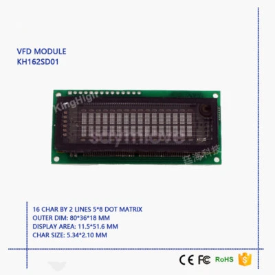 New 16*2 Characters VFD Display Module Compatible With LCM1602 FUTABA M162SD07FA • $44