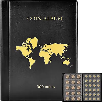 Coin Collection Book Holder Album For Collectors 300 Pockets Coins Display Box • £21.45