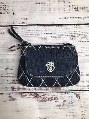 Vera Bradley Olivia Denim Blue Jean Quilted Wallet Small Key Ring Zip Up • $19.54