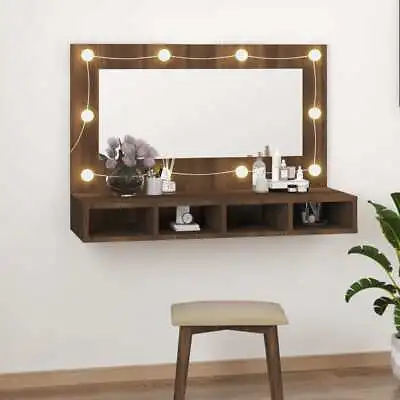 Mirror Cabinet With LED Washroom Storage Cabinet Bathroom Vanity Unit VidaXL • £50.99