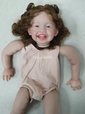 24in Painted Reborn Baby Doll Kits Unassembled Doll Parts Cloth Body Rooted Hair • £58.79