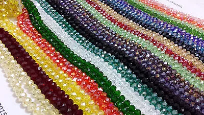 70 Faceted Rondelle Crystal Glass Loose Beads 40 COLOUR 8mm FREE PP • £2.35