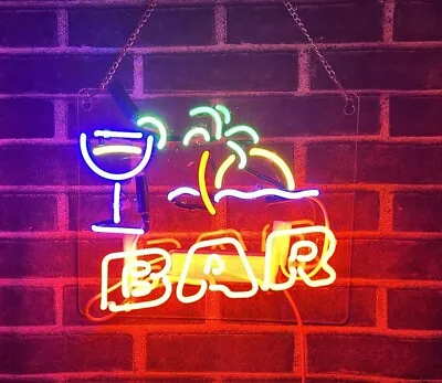 Bar Palm Tree Martini Sun Acrylic 12 X12  Neon Light Sign Lamp Beer Display Club • $79.78