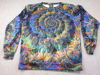 Vapor95 Psychedelic Neon Rainbow Tie Dye Crewneck Sweatshirt Size M  90s Retro • $28