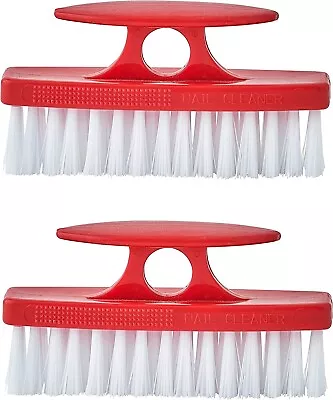 Superio 2P Heavy Duty Durable Red Nail Brush Cleaner With Handle Stiff Bristles • $8.99