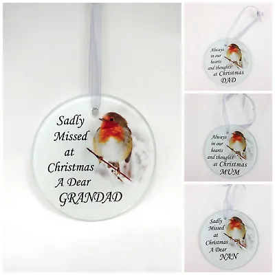 Robin Glass Christmas Tree Hanging Plaque/Decoration Memorial Xmas Bauble • £4.25