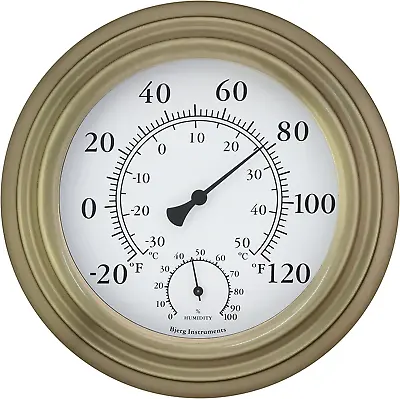 Antique Brass 8  Decorative Indoor/Outdoor Thermometer And Hygrometer • $19.87