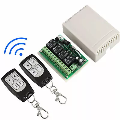 12V 4CH Channel 443MHz Wireless RF Remote Control Relay Switch With 2 Receiver • $16.49