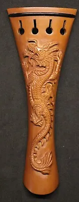 Handmade Carved  Boxwood Violin Tailpiece 4/4. Dragon High Relief Design # 40 • $42.99