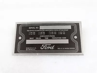 Data Plate For Vintage Ford 1950's #v252-7 • $25.71