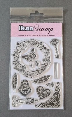 £1.99 • Buy Ikan Stamp Set Kanban Butterflies Heart And Flowers New Craft Cardmaking