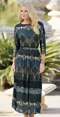 Monroe And Main Amelia Teal Print Maxi Dress NEW NWT Size Medium  • $10.50