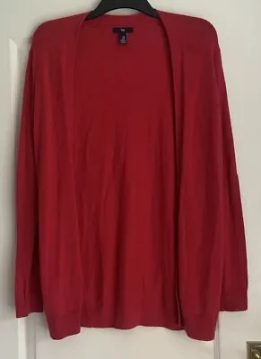 Gap Red Long Line Open Front Cotton Mix Cardigan Size XS UK8 • £4.99