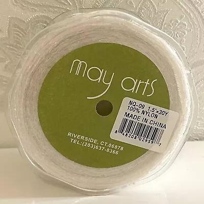 MAY ARTS Lace Trimming - Floral White Trim - 1.5  X 30 Yards FULL ROLL • £6.95