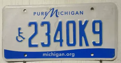 PURE MICHIGAN License Plate Tag Handicap Wheelchair Disable Embossed 2340K9 • $15.40