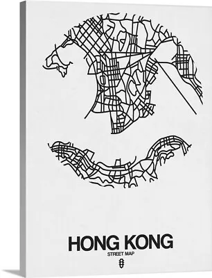 $329.99 • Buy Hong Kong Street Map White Canvas Wall Art Print, Hong Kong Home Decor