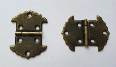 £3.35 • Buy Small Brass Hinges Wooden Box / Chest Lid Hinge Craft Chest Door Included Screws