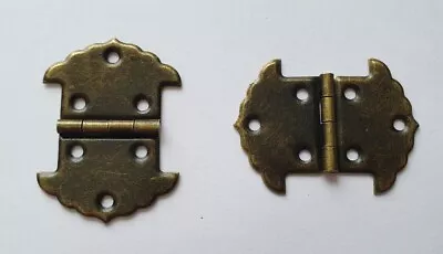 £3.35 • Buy Small Brass Hinges Wooden Box / Chest Lid Hinge Craft Chest Door Included Screws