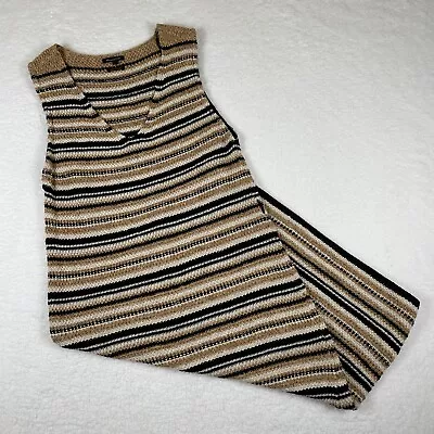 Massimo Dutti Sleeveless Knit Dress Brown Striped Women Size M • $22.95