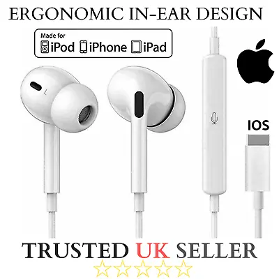 8 Pin Wired Earphones Bluetooth Headphones For IPhone 14 13 12 11 Pro Max XS 7 8 • £3.75