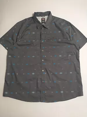 WRANGLER | Men's Grey Short Sleeve Outdoors Shirt Aztec Navajo Lightweight | 2XL • £14.99