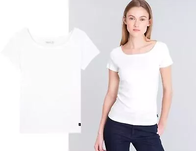 AGNES B. Sz Large Short Sleeve White Cotton Jersey Le Chic T-Shirt Top • $48