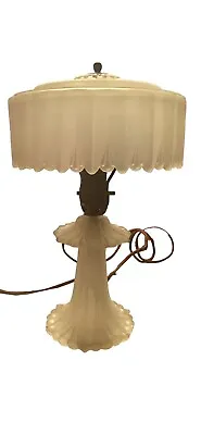 Vintage Old Art Deco Frosted Satin Glass Boudoir Table Lamp Needs Rewiring • $100