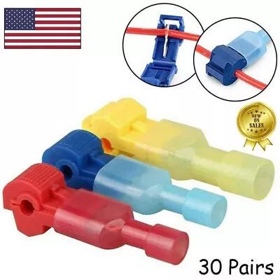 T-Tap Splice Wire Connector Insulated Spade Electrical Crimp Terminals Kit 60PCS • $5.89