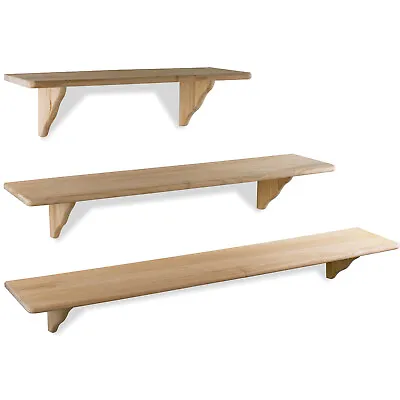 £13.99 • Buy Natural Wood Wooden Shelf Storage Wall Mounted Pine Floating Shelves Fitting Kit
