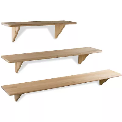 £13.99 • Buy Natural Wood Wooden Shelf Storage Wall Mounted Pine Floating Shelves Fitting Kit